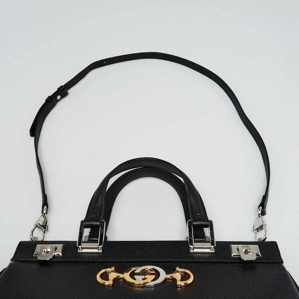 Gucci Black Grainy Leather Zumi Medium Tote Bag - Picture 9 of 12